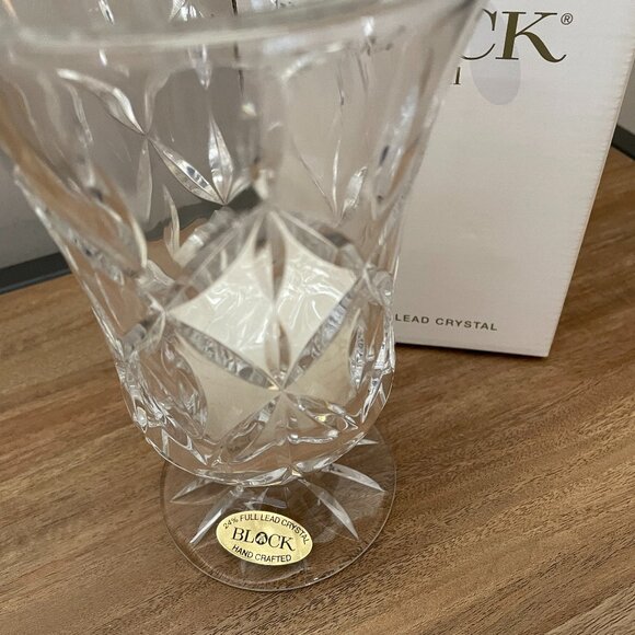 Vintage Crystal Vase & Votive still BRAND NEW w/box. 24% Full Lead Block Crystal - Picture 3 of 8